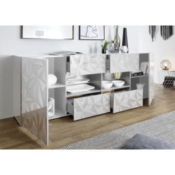 Buffet 2 portes 4 tiroirs PRISMA coloris blanc