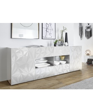 Buffet 2 portes 4 tiroirs PRISMA coloris blanc