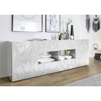 Buffet 2 portes 4 tiroirs PRISMA coloris blanc