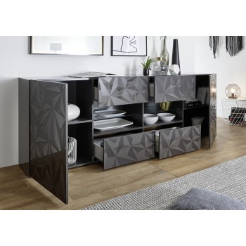 Buffet 2 portes 4 tiroirs PRISMA coloris noir