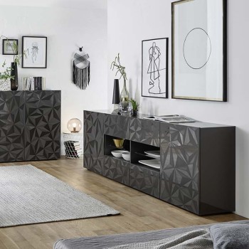 Buffet 2 portes 4 tiroirs PRISMA coloris noir