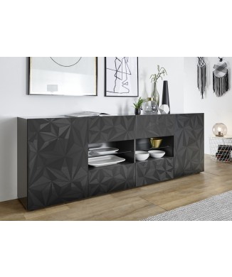 Buffet 2 portes 4 tiroirs PRISMA coloris noir