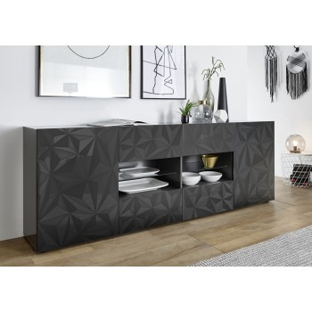 Buffet 2 portes 4 tiroirs PRISMA coloris noir