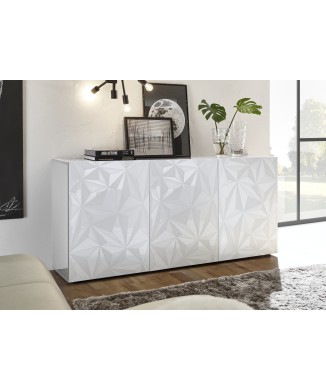 Buffet 3 portes PRISMA de couleur blanche