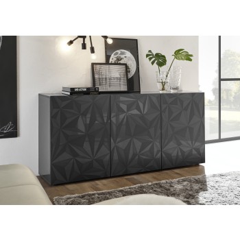 Buffet 3 portes PRISMA de couleur noire