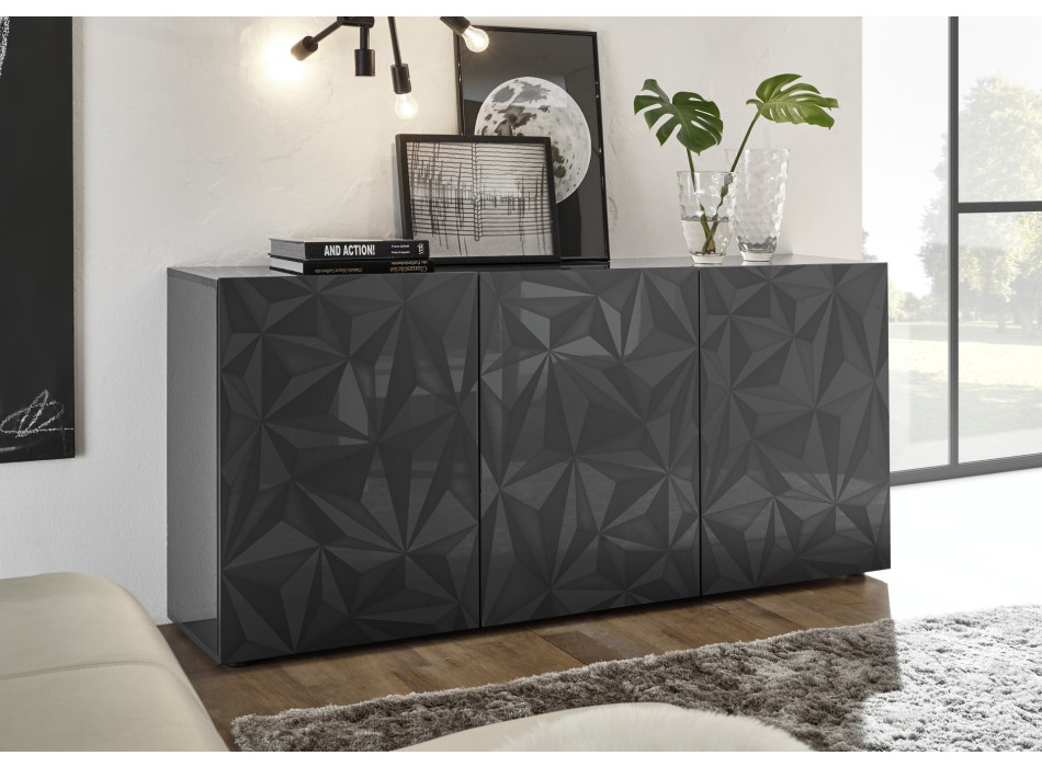 Buffet 3 portes PRISMA de couleur noire