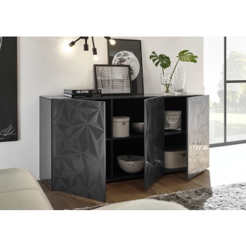 Buffet 3 portes PRISMA de couleur noire