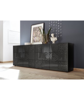 Buffet 4 portes MIRO 241x84x43 cm coloris noir