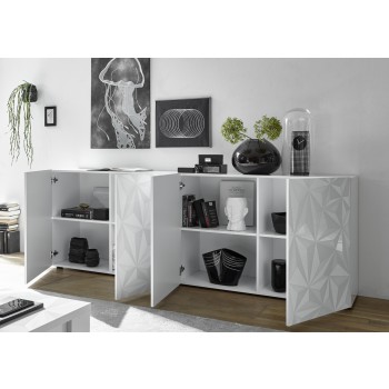 Buffet 4 portes PRISMA de couleur blanche