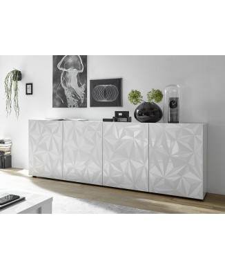 Buffet 4 portes PRISMA de couleur blanche