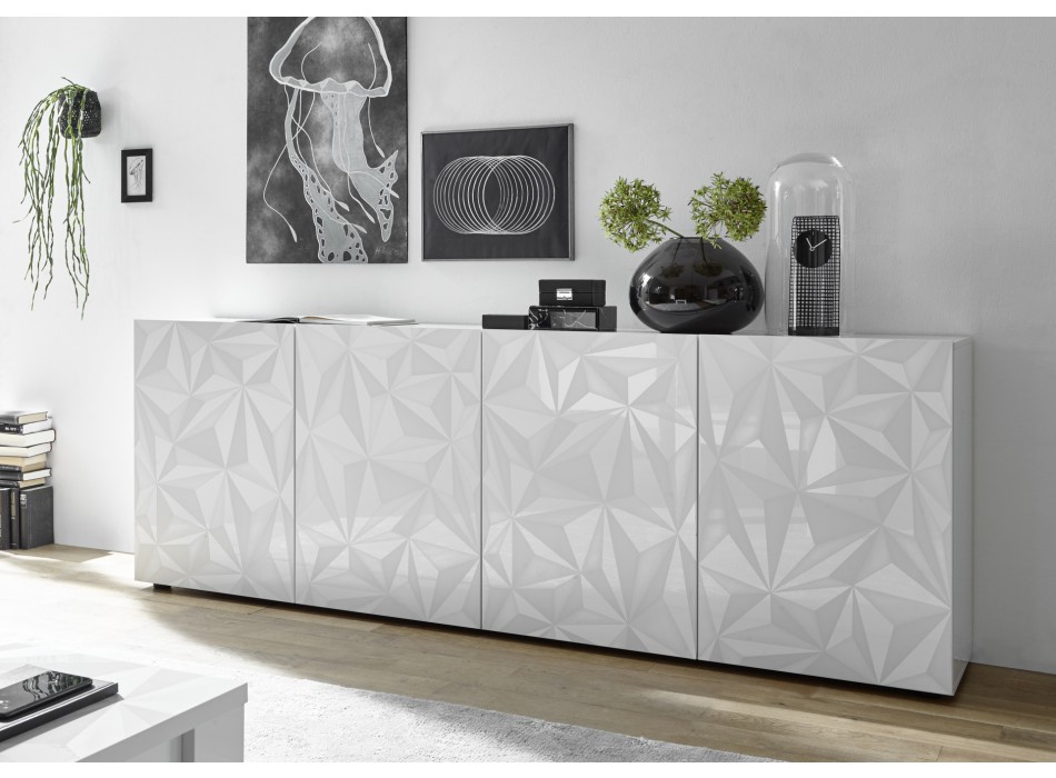 Buffet 4 portes PRISMA de couleur blanche