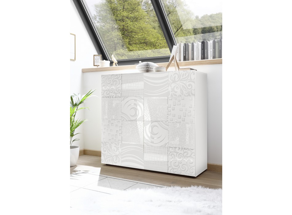 Armoire 2 portes MIRO 121x111x43 cm en blanc