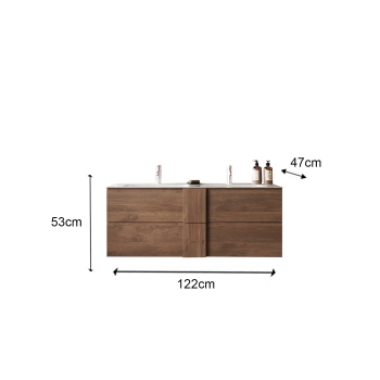 Meuble de salle de bain JUPITER à double vasque et 2 ou 3 tiroirs