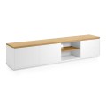 Abilen Meuble TV 2 portes 2 tiroirs placage blanc 200 x 44 cm FSC 100%