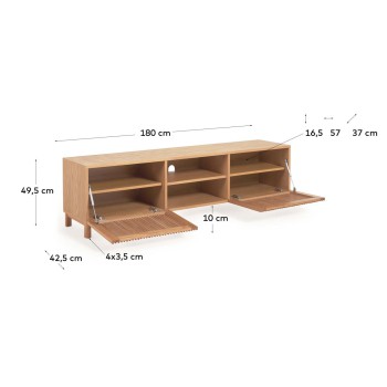 Mobile TV Beyla 2 ante in legno massello e impialliallacciato rovere 180 x 49,5 cm FSC100%