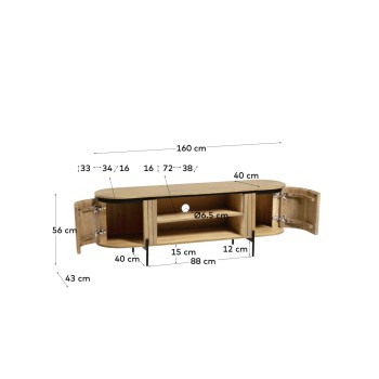 Mobile TV Licia 2 ante in legno massello di mango 6 cm