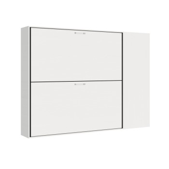 Mod.KANDO double frêne blanc avec meuble - Lit double Kando composition frêne blanc H