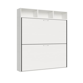 Mod.KANDO double frêne blanc avec meuble - Lit double Kando composition frêne blanc L