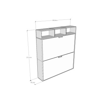 Mod.KANDO double frêne blanc avec meuble - Lit double Kando composition frêne blanc L