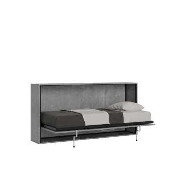 Mod.KANDO Single - Lit simple horizontal Kando en Frêne Blanc avec matelas