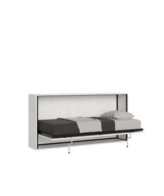 Mod.KANDO Single - Lit simple horizontal Kando en Frêne Blanc avec matelas