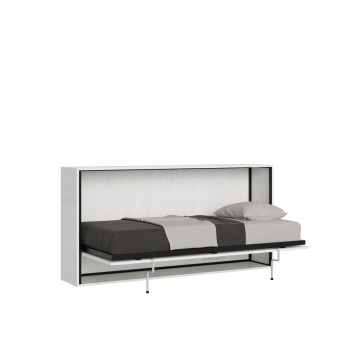 Mod.KANDO Single - Lit simple horizontal Kando en Frêne Blanc avec matelas