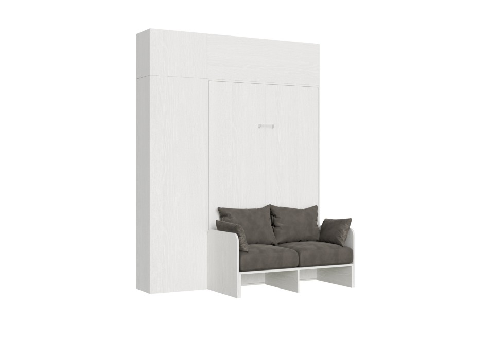 Mod.Kentaro French Sofa - Lit 140 Kentaro Canapé Frêne Blanc avec colonne - élément mural avec imposte - élément mural au-dessus de la colonne