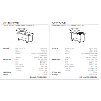 OFYR ISLAND 100 PRO - BARBECUE BRASIER AVEC PORTE-BOIS, ROUES ET RANGEMENT