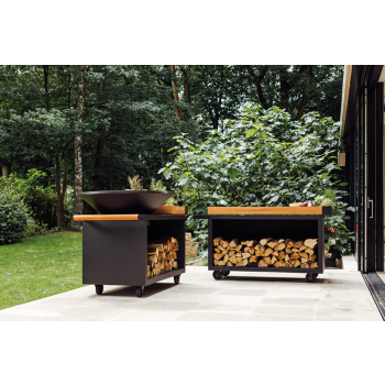 OFYR ISLAND 100 PRO - BARBECUE BRASIER AVEC PORTE-BOIS, ROUES ET RANGEMENT