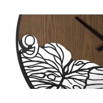 HORLOGE MURALE BOIS/FEUILLE