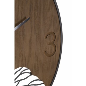 HORLOGE MURALE BOIS/FEUILLE