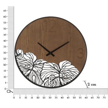 HORLOGE MURALE BOIS/FEUILLE