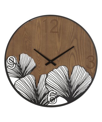 HORLOGE MURALE SUPER BOIS/FEUILLES