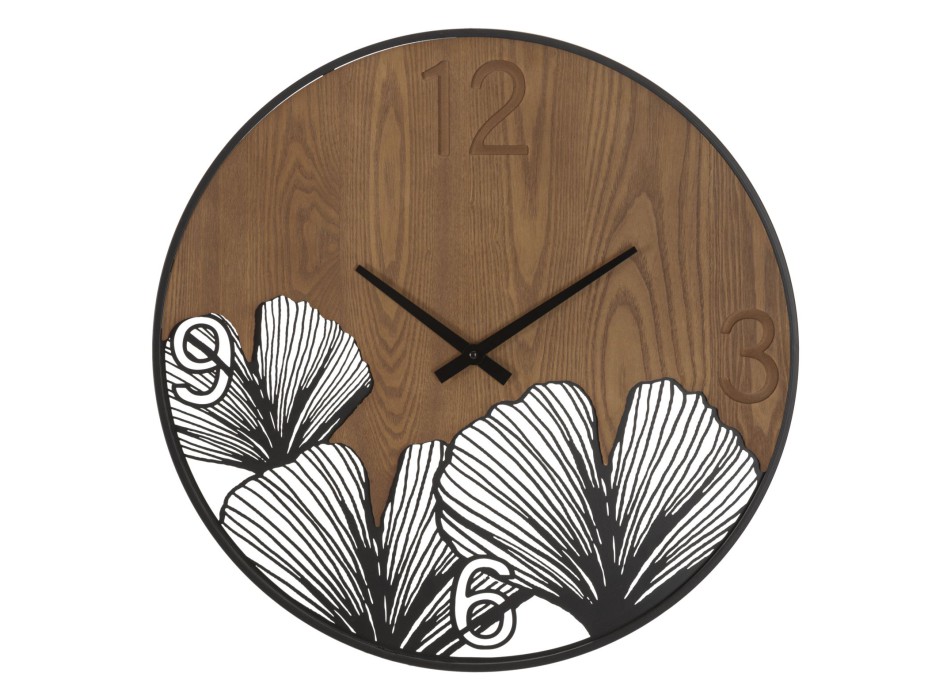 HORLOGE MURALE SUPER BOIS/FEUILLES