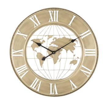 HORLOGE MURALE DU MONDE EN OR