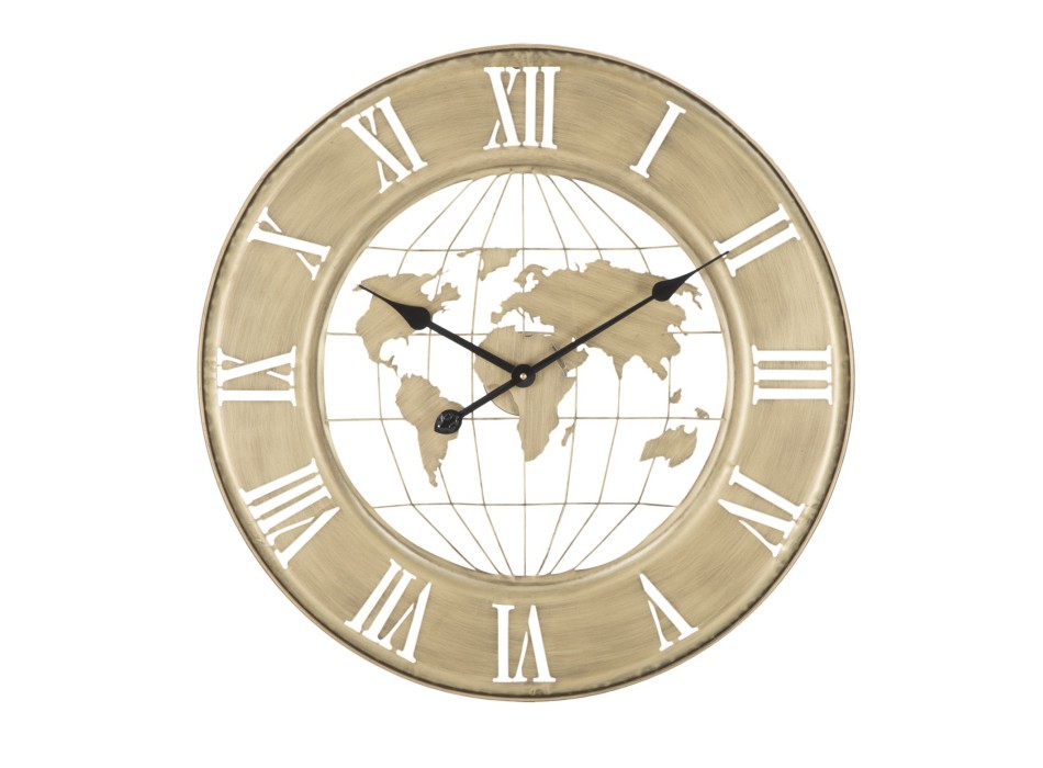 HORLOGE MURALE DU MONDE EN OR