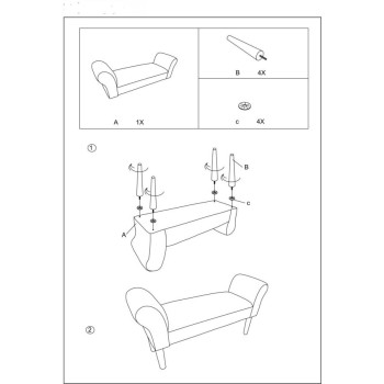 BANC EN VELOURS CRÈME