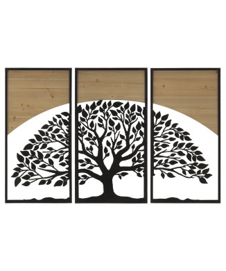 ENSEMBLE DE PANNEAUX MURAUX ARC FER ET BOIS 3PCS