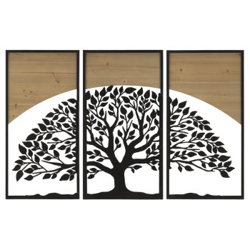 ENSEMBLE DE PANNEAUX MURAUX ARC FER ET BOIS 3PCS