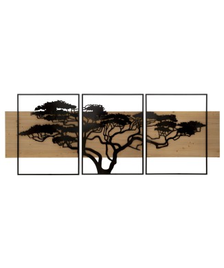 LAGOS PANNEAU MURAL FER ET BOIS SET 3PCS