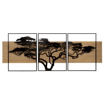 LAGOS PANNEAU MURAL FER ET BOIS SET 3PCS