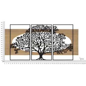 ENSEMBLE DE PANNEAUX MURAUX EN FER ET BOIS POUR ARBRE 3PCS