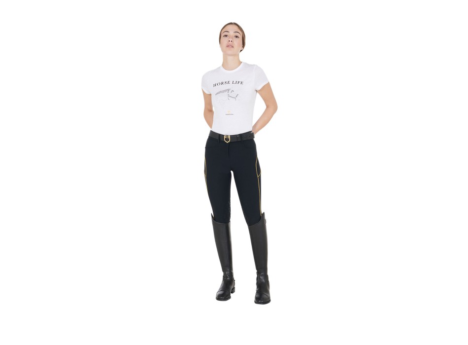 PANTALON FEMME COUPE SLIM AVEC POIGNEE AUX GENOUX