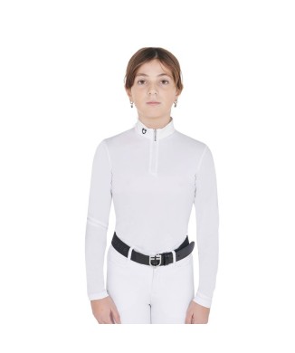 POLO DE COMPÉTITION COUPE SLIM POUR FILLE, ANTI RAYONS UV