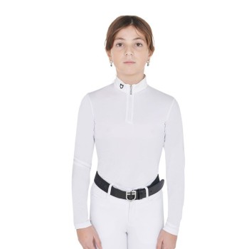 POLO DE COMPÉTITION COUPE SLIM POUR FILLE, ANTI RAYONS UV