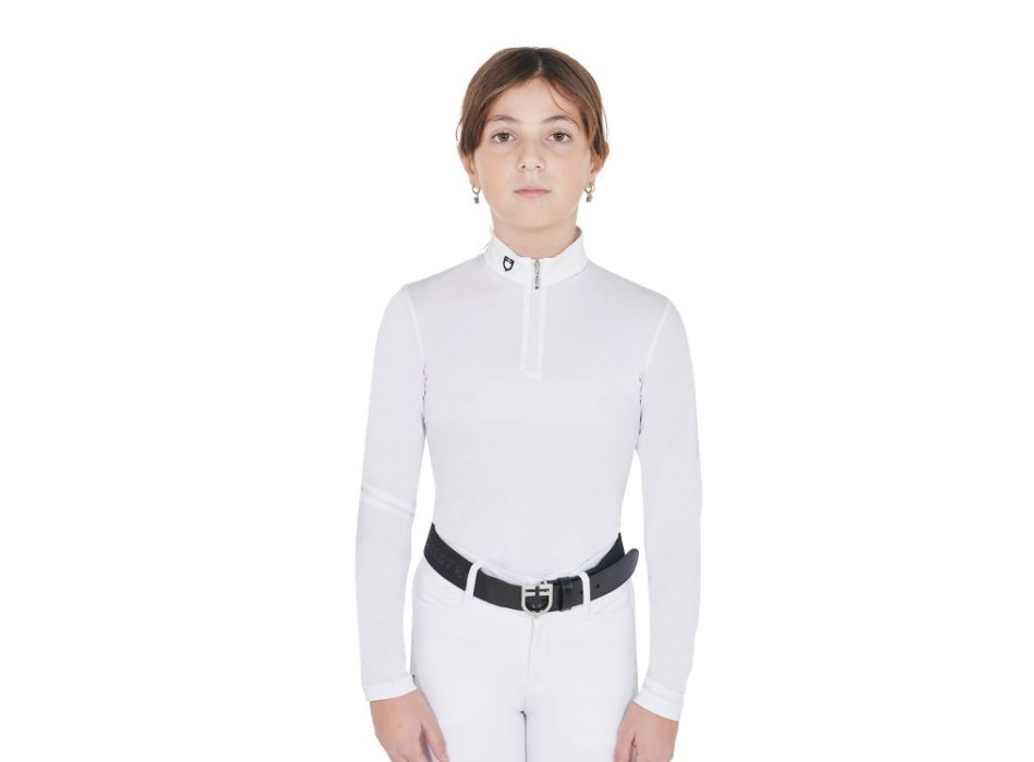 POLO DE COMPÉTITION COUPE SLIM POUR FILLE, ANTI RAYONS UV