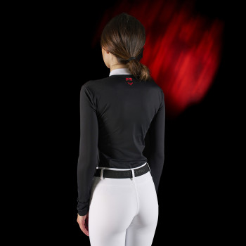 Polo de compétition femme Equestro Ridertechnology à manches longues et zip