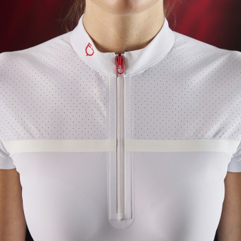 Polo de compétition femme Equestro Ridertechnology avec tissu perforé