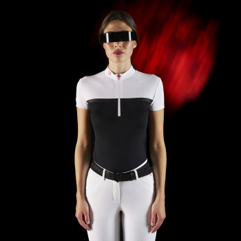 Polo de compétition femme Equestro Ridertechnology avec tissu perforé