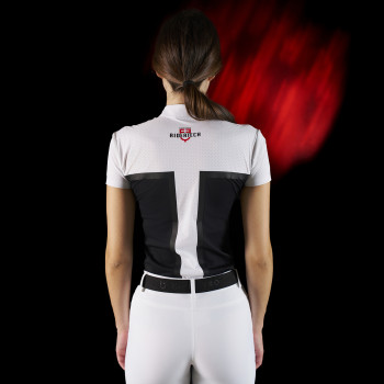 Polo de compétition femme Equestro Ridertechnology avec tissu perforé